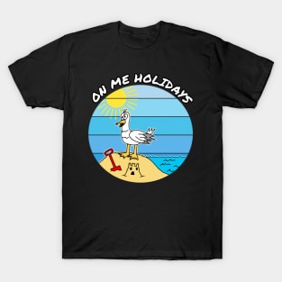 On Me Holidays, Seaside Seagull British Summer Holiday T-Shirt